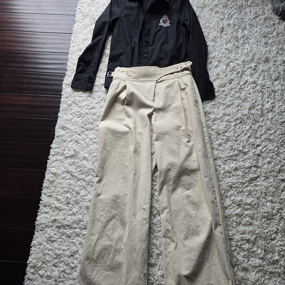 Express Cream Wide-Leg Trousers - Picture 3 of 4